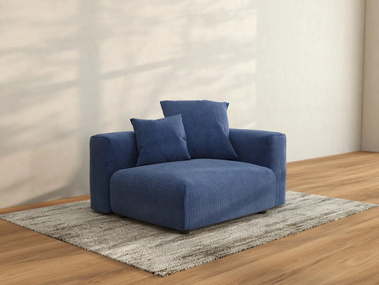 Sofá individual Matrix de 1 plaza en pana azul | 1 pieza, acento para sala de estar, fácil de limpiar, estilo contemporáneo