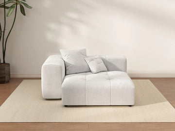 Matrix 1-Seater White Small Space Single Sofa | 1-Piece, Linen Fabric, Living Room Accent