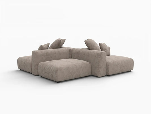 Matrix Modern Modular Sofa Covers | Brown Corduroy Sofa Covers for 2-Seater with 2-Ottoman