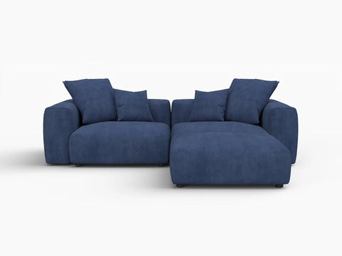 Matrix Modern Modular Sofa Covers | Blue Corduroy Sofa Covers for 2-Seater with 1-Ottoman