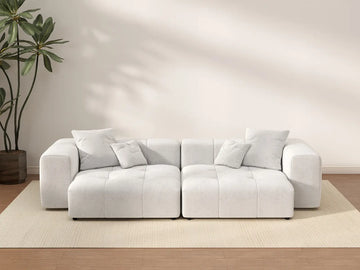 Matrix 2-Seater White Linen Loveseat | 2-Piece, Modern Style