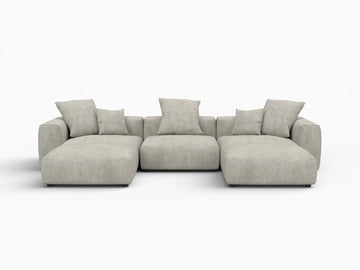 Matrix Modern Modular Sofa Covers | Grey Corduroy Sofa Covers for 3-Seater with 2-Ottoman