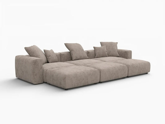 Matrix Modern Modular Sofa Covers | Brown Corduroy Sofa Covers for 3-Seater with 3-Ottoman