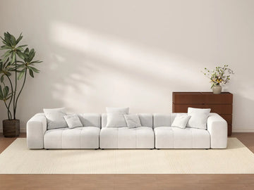 Sofá modular Matrix de 3 plazas de lino blanco | 3 piezas, diseño elegante