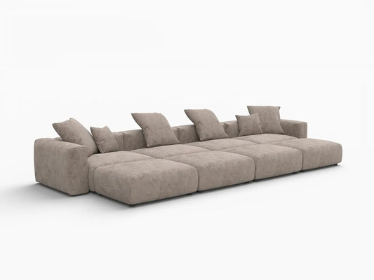 Matrix Modern Modular Sofa Covers | Brown Corduroy Sofa Covers for 4-Seater with 4-Ottoman