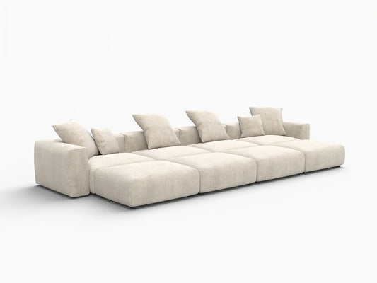 Matrix Modern Modular Sofa Covers | Beige Corduroy Sofa Covers for 4-Seater with 4-Ottoman