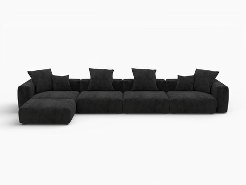 Fundas de sofá modulares modernos Matrix | Fundas de sofá de pana negra para 4 plazas con 1 otomana
