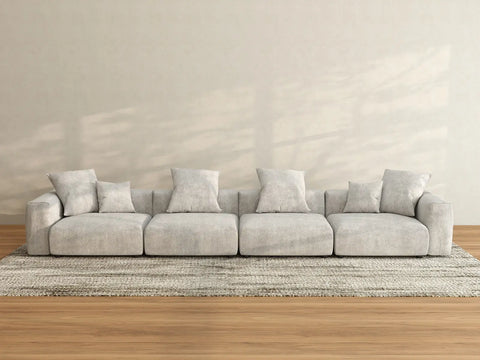 Matrix 4-Seater Grey Couch Sectional | 4-Piece, Corduroy Fabric, Living Room Seating, Washable Cushion Covers
