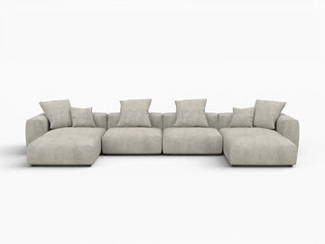 Matrix Modern Modular Sofa Covers | Grey Corduroy Sofa Covers for 4-Seater with 2-Ottoman