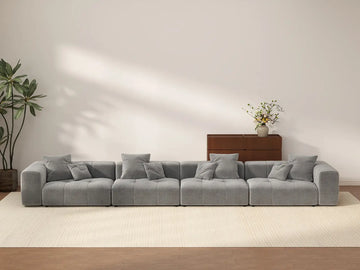 Matrix 4-Seater Light Grey Large Space Couch Sectional | 4-Piece, Linen Fabric
