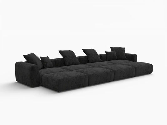 Matrix Modern Modular Sofa Covers | Black Corduroy Sofa Covers for 4-Seater with 4-Ottoman