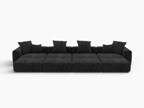 Fundas Modernas Modulares para Sofá Matrix | Fundas de Sofá de Pana Negra para Sofá de 4 Plazas con 4 Otomanas