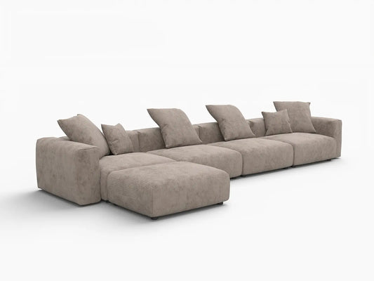 Matrix Modern Modular Sofa Covers | Brown Corduroy Sofa Covers for 4-Seater with 1-Ottoman