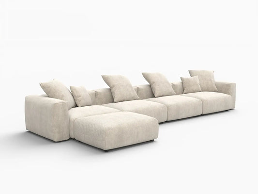 Matrix Modern Modular Sofa Covers | Beige Corduroy Sofa Covers for 4-Seater with 1-Ottoman
