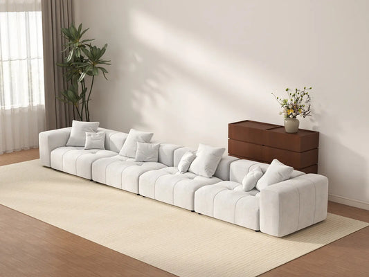 Matrix 4-Seater White Large Space Couch Sectional | 4-Piece, Linen Fabric