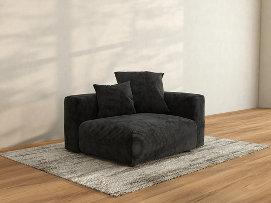 Sofá individual Matrix de 1 plaza negro | 1 pieza, tela de pana, acento para sala de estar, fundas de cojín lavables