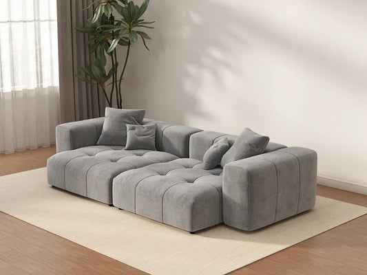 Matrix 2-Seater Light Grey Linen Loveseat | 2-Piece, Small Space