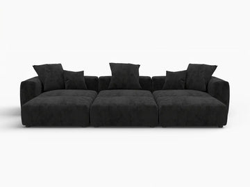 Fundas de sofá modulares modernas Matrix | Fundas de sofá de pana negra para sofá de 3 plazas con 3 otomanas