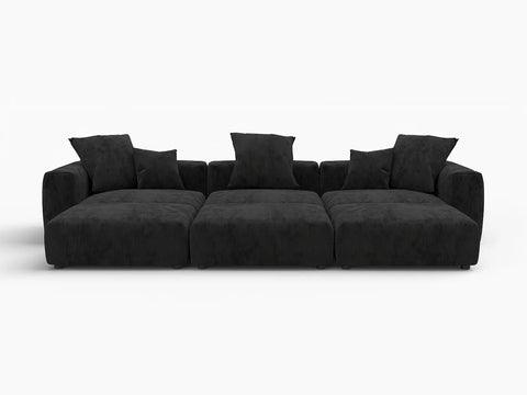 Fundas de sofá modulares modernas Matrix | Fundas de sofá de pana negra para sofá de 3 plazas con 3 otomanas