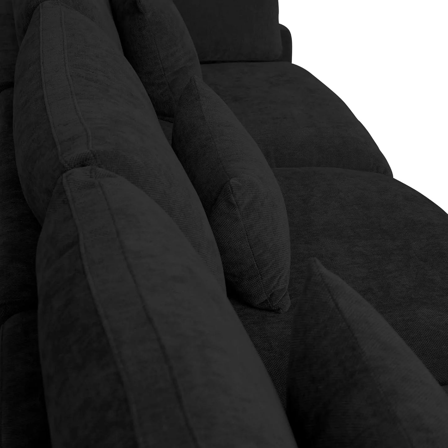 Deluxe Slope Cloud Sectional Sofas | Linen Black Sofa Sets 160" Adjustable Backrest Pillows 6-seaters