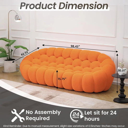 Essential Floor Sofas | 1-Piece Orange 3D Knitted Fabric Loveseats 2-seater