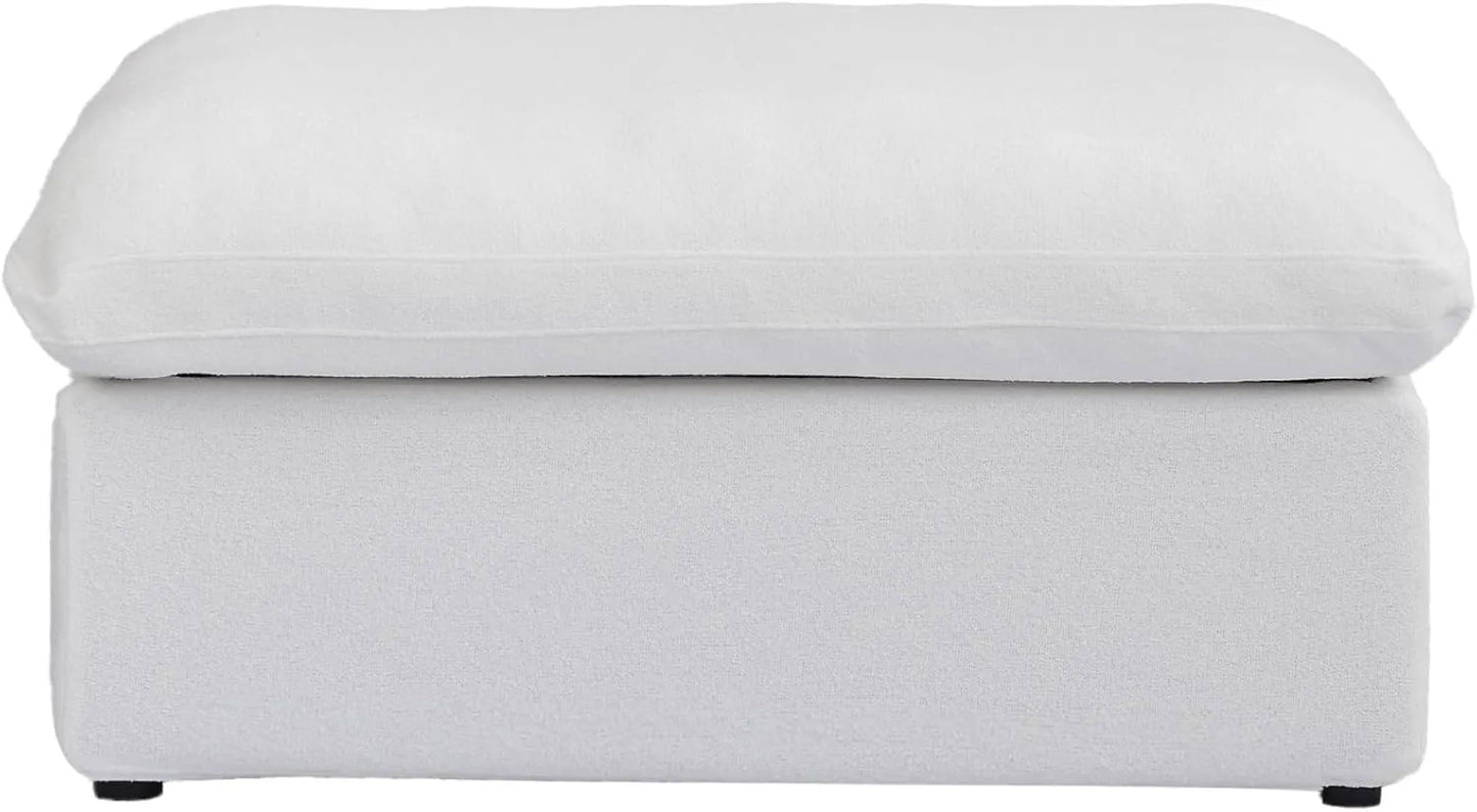 Deluxe Premium Cloud Sectional Sofas | Cotton and Linen White Ottomans 40" Removable & Washable Covers