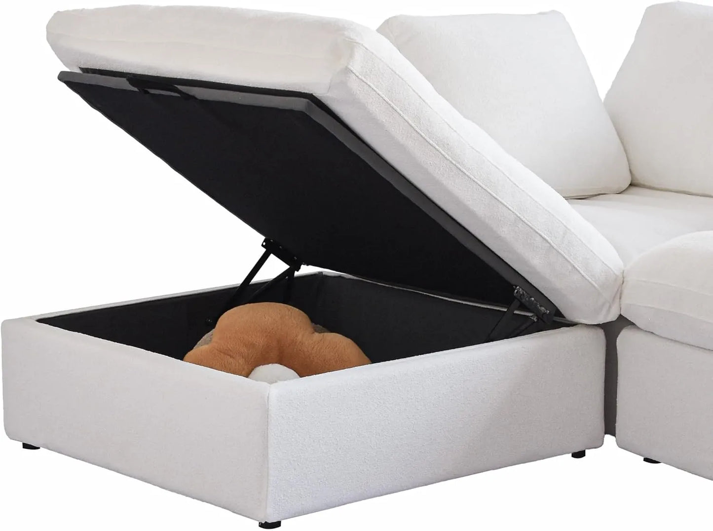 Deluxe Premium Cloud Sectional Sofas | Cotton and Linen White Ottomans 40" Removable & Washable Covers