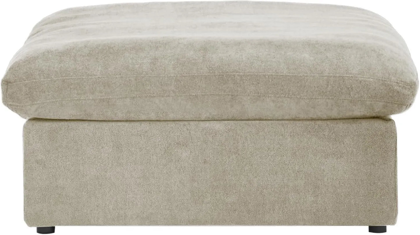 Deluxe Premium Cloud Sectional Sofas | Cotton and Linen Khaki Ottomans 40" Removable & Washable Covers