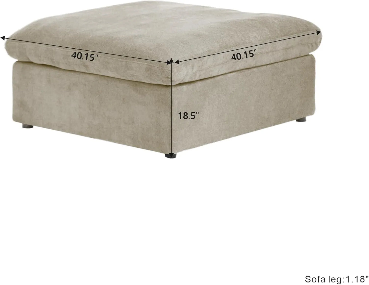 Deluxe Premium Cloud Sectional Sofas | Cotton and Linen Khaki Ottomans 40" Removable & Washable Covers