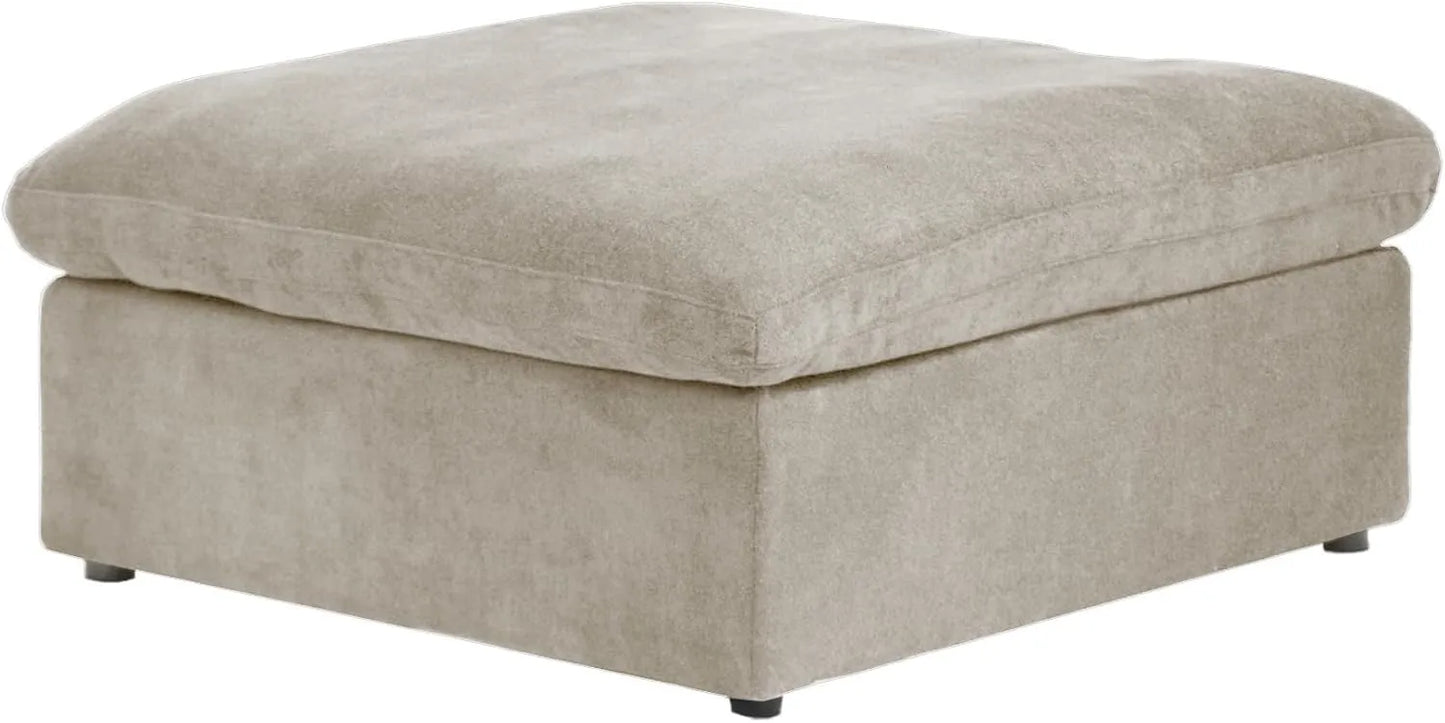 Deluxe Premium Cloud Sectional Sofas | Cotton and Linen Khaki Ottomans 40" Removable & Washable Covers