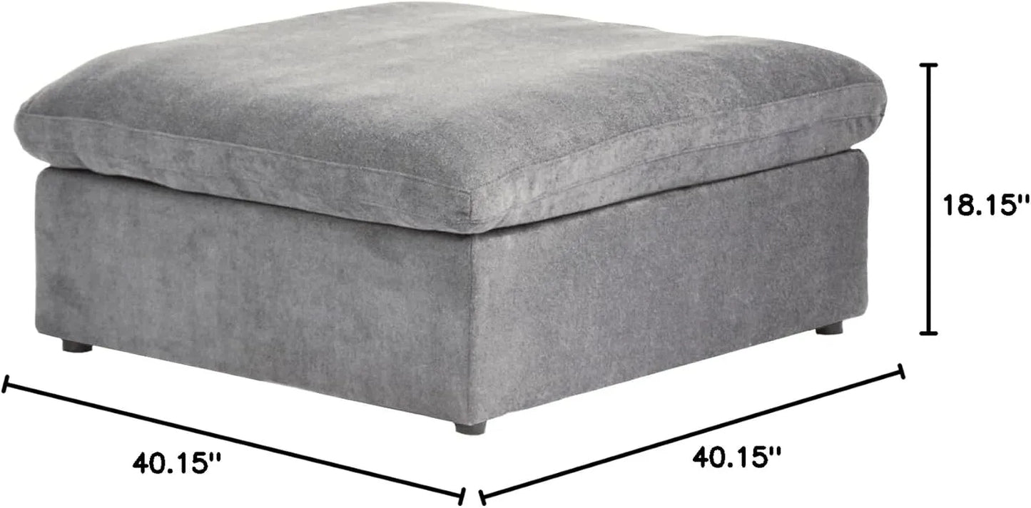 Deluxe Premium Cloud Sectional Sofas | Cotton and Linen Light Grey Ottomans 40" Removable & Washable Covers