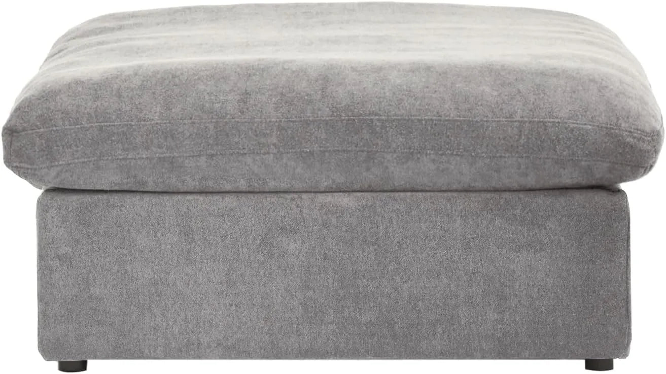 Deluxe Premium Cloud Sectional Sofas | Cotton and Linen Light Grey Ottomans 40" Removable & Washable Covers