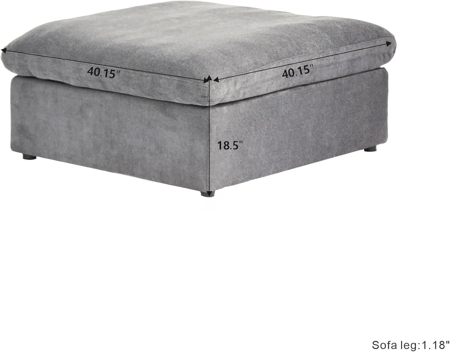 Deluxe Premium Cloud Sectional Sofas | Cotton and Linen Light Grey Ottomans 40" Removable & Washable Covers