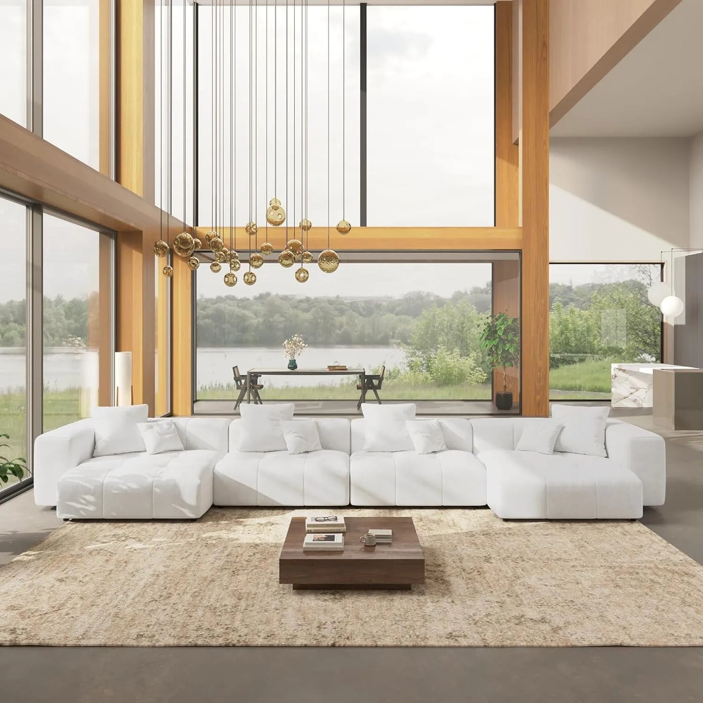 Matrix Classic Modular Sofas | White Cotton and Linen Couch Sectionals 4-seaters