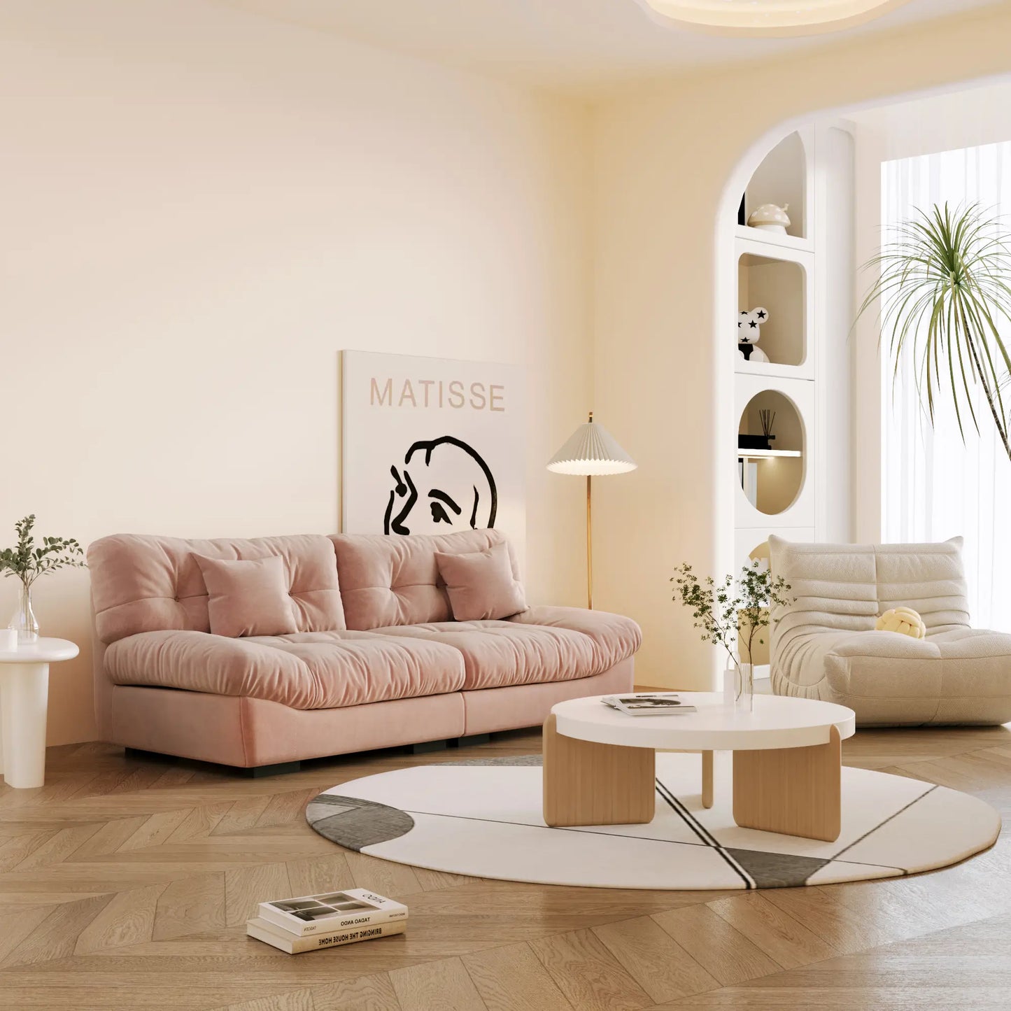 Essential Loveseat Lazy Sofas | Pink Frosted Velvet Loveseats 2-seaters 89"