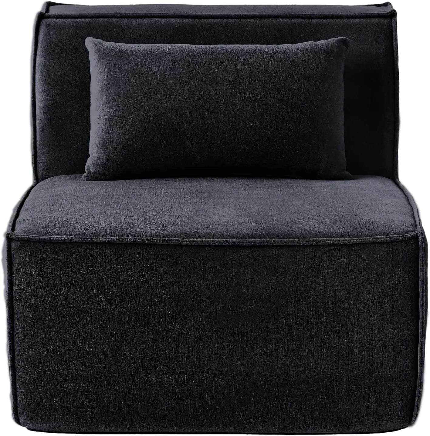 Matrix Classic Sectional Sofas | 1-Piece Black Corduroy Armless Single Sofa 1-seater