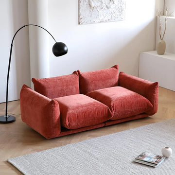 Matrix 2-Seater Orange Modular Loveseat | 2-Piece, Chenille Fabric, Small Space