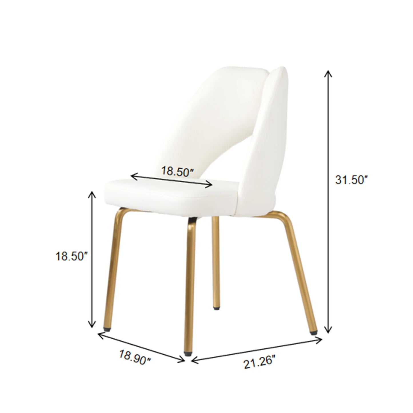 Vegan Open Back Dining Chair | Ivory PU Leather Set of 2