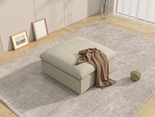 WJS Home 1 Piece Cotton and Linen Khaki Ottomans 40 Removable _ Washable Covers_7