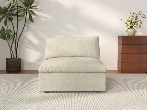 Deluxe Cloud 1-Seater Khaki Washable Single Sofa | 1-Piece, Cotton and Linen Fabric, Modular Design