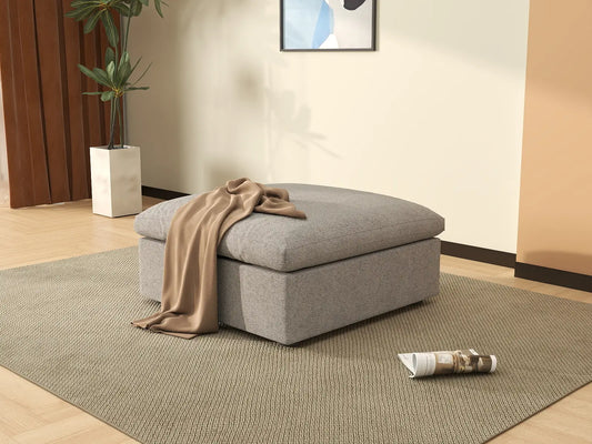 WJS Home 1 Piece Cotton and Linen Light Grey Ottomans 40 Removable _ Washable Covers_6