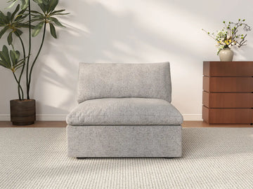 Deluxe Cloud 1-Seater Light-Grey Washable Single Sofa | 1-Piece, Cotton and Linen Fabric, Modular Design
