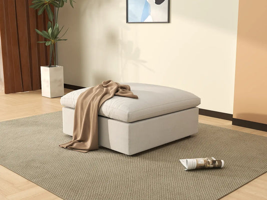 WJS Home 1 Piece Cotton and Linen White Ottomans 40 Removable _ Washable Covers_6