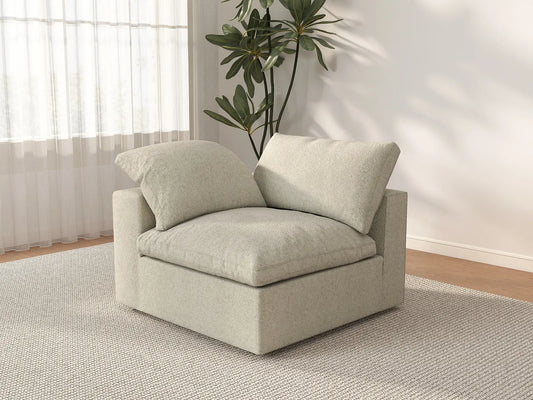 WJS Home 1 Piece Khaki Cotton and Linen Armless Single Sofa 1 Seater_3