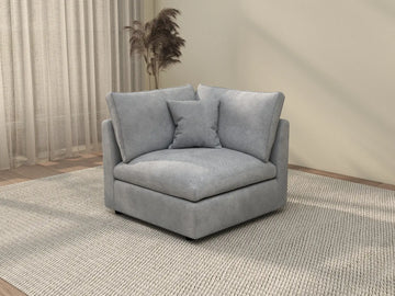 Deluxe Cloud 1-Seater Light-Grey Washable Single Sofa | 1-Piece, Chenille and Linen Fabric, Modular Design