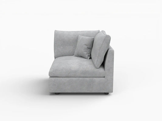 Deluxe Slope Cloud Sectional Sofa Covers | Light Grey Chenille and Linen Sofa Cover for 1-Seater