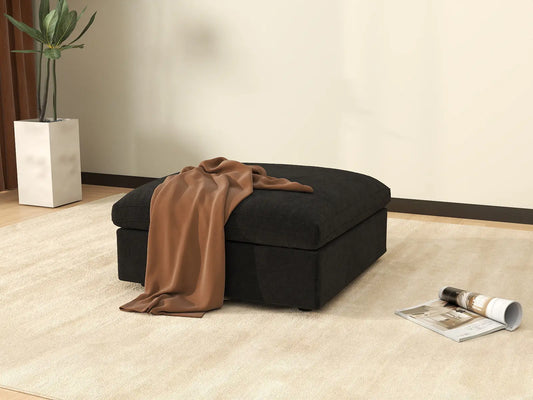 WJS Home 1 Piece Linen Black Ottomans 40 Modular Design 1 Seater_7