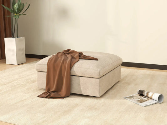 WJS Home 1 Piece Linen Khaki Ottoman_7