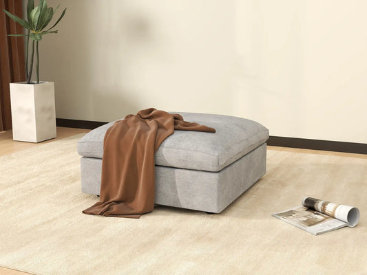 WJS Home 1 Piece Linen Light Grey Ottomans 40 Modular Design 1 Seater_14