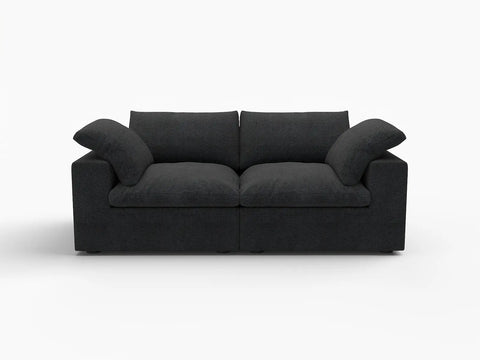 Deluxe Premium Cloud Sectional Sofas Covers | Premium Cloud Cotton and Linen Black 2-Seater Covers